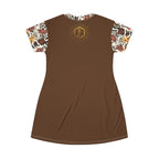 Robe t-shirt marron à manches imprimées safari