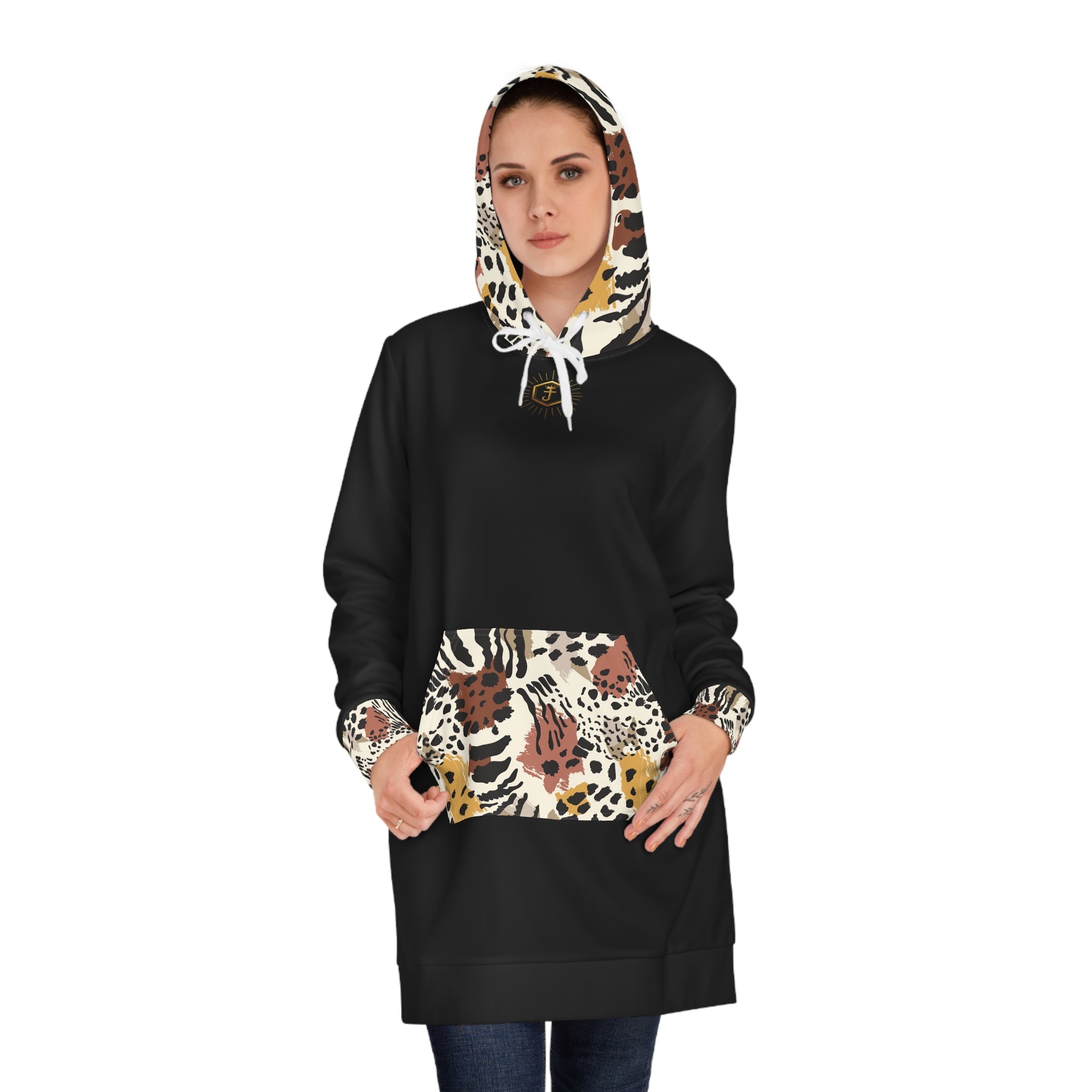 Robe sweat à capuche imprimé safari