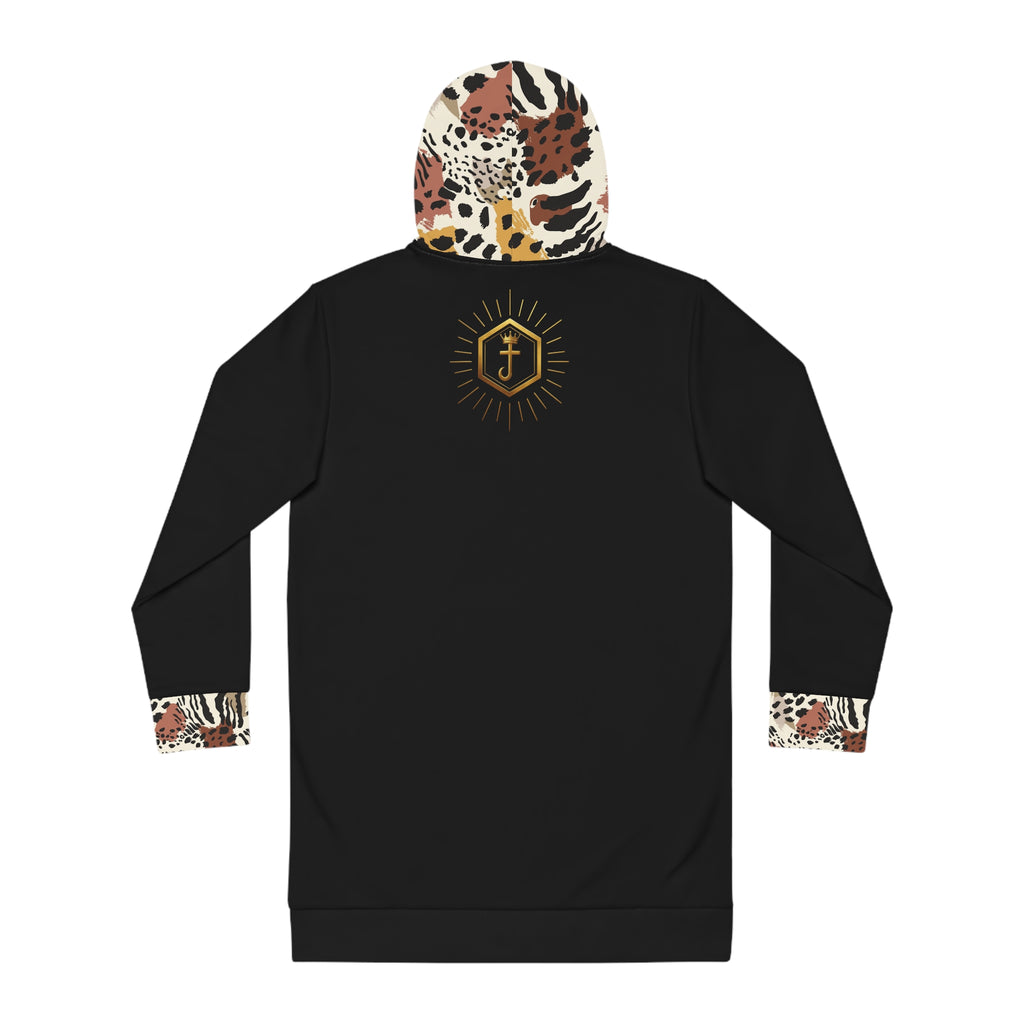 Robe sweat à capuche imprimé safari