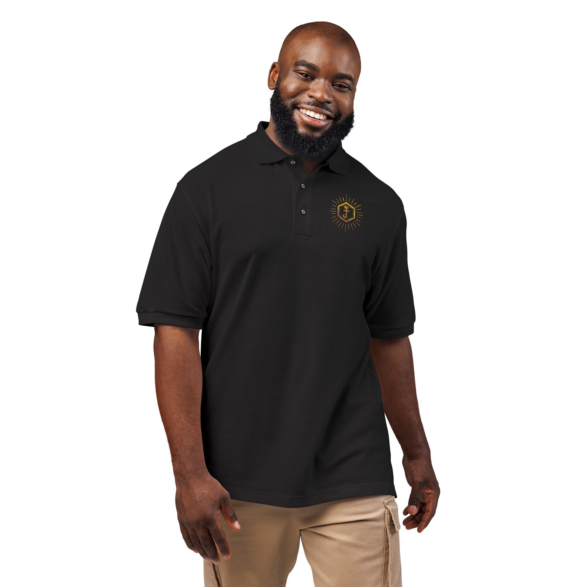 Polo Noir avec logo Doré